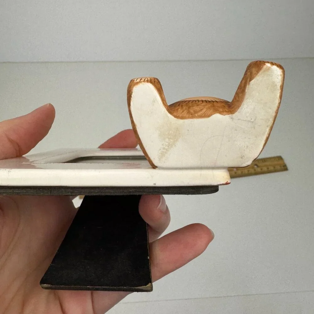 Vtg Terragrafics Kid Bear Teddy Miniature Tabletop Pic Frame Square Minimal READ